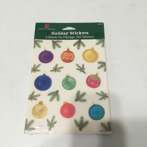 Vintage MCM look Christmas tree ball ornament holiday stickers sealed pa... - $19.75