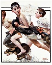 Art No Swimming by Norman Rockwell. Children Oil Painting Giclee Print Canvas - $8.59+
