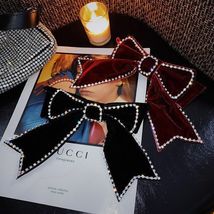 1pc Elegant Ribbon Bow Hairpins Crystal Velvet Clip Barrettes Women Hair... - $32.79
