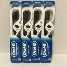 4x Oral B Charcoal Infused Bristles Manual Toothbrushes Medium Whitens Teeth New - $14.01