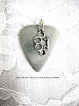 Pewter Guitar Pick And Brass Knuckles Duster Charm Adj Cord Pendant Necklace - £9.48 GBP