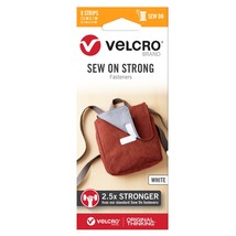 VELCRO(R) Brand Sew On Strong Tape 2.5&quot;X1&quot; 8/Pkg-White - £18.29 GBP