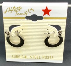 Hoop Hinged Earrings Pair Silver Color Surgical Steel Posts 2mm Thick 15mm Dia. - £3.97 GBP