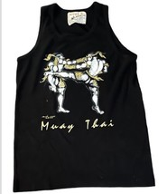 Muay Thai Black Tank Top Size XL Boxing Ultimate Fighting Sketch Human F... - £26.10 GBP