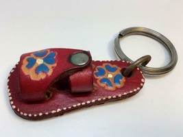 Vintage Mexico Souvenir Keyring Red Leather Sandal Keychain Porte-Clés Mexique - £7.36 GBP