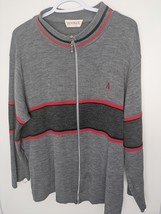 Nu Vogue Classic Grey Zip-Up Sweater with Red Accents - $15.87