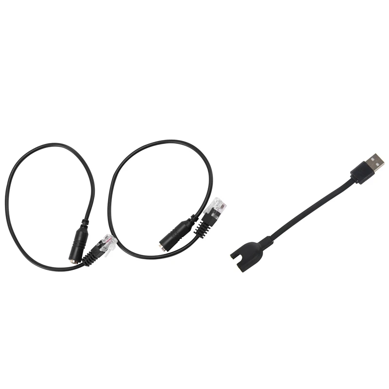 2Pcs 3.5Mm Stereo o Headset To Jack Female To Male RJ9  Adapter &amp; 1 Pcs USB Char - £39.56 GBP