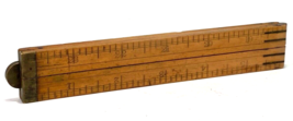 Antique 24&quot;  Wood Brass Folding Carpenters Ruler - No. 10 - $21.04