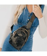 Pinelope Quilted Puffer Puffy Sling Bag Bum Bag Green Black Camo Camouflage - €47,28 EUR