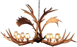 Chandelier Traditional Antique Elongated 8-Light Genuine Elk Fallow Antler - £4,593.12 GBP