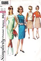 Misses&#39; DRESS, BLOUSE &amp; SKIRT ‌Vintage 1965 Simplicity Pattern 6086 Size 14 - $15.00