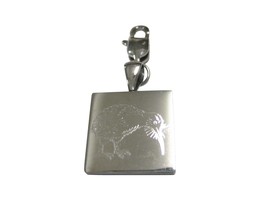 Silver Toned Square Etched Kiwi Bird Pendant Zipper Pull Charm - £28.05 GBP