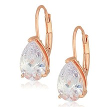 2.00CT Pear Shape Cubic Zirconia Solitaire Earrings In 14k Rose Gold Plated - £51.35 GBP
