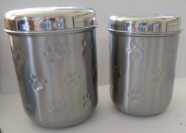Stainless Steel Paw Print Canisters Set Of 2 - £20.63 GBP