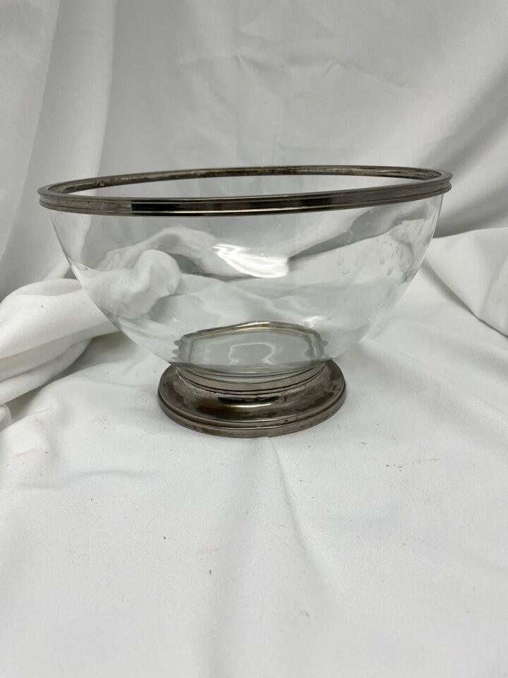 Primary image for Vintage 10" Godinger Silver Art Co Silverplate Glass Fruit Bowl - Revere Style