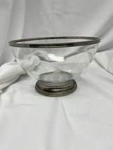 Vintage 10&quot; Godinger Silver Art Co Silverplate Glass Fruit Bowl - Revere Style - £28.40 GBP