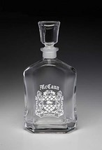 McCann Irish Coat of Arms Whiskey Decanter (Sand Etched) - $54.00