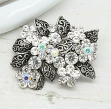 Beautiful Vintage Style Crystal Encrusted Bouquet Flower BROOCH Pin Jewellery - £7.74 GBP