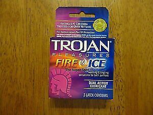 Trojan Condom Pleasures Fire &amp; Ice Dual Action Lubricant 3 Pack - $11.87