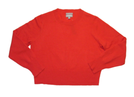 NWT J.Crew Cashmere Shrunken Crewneck Sweater in Poppy Red Orange Pullover L - £69.58 GBP