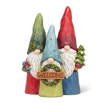 Holiday Gnome Trio Figurine 13" High Resin Christmas Decor Mantle Multicolor Hat image 1