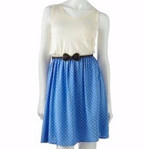 Rewind Juniors L 9-11 XL 13-15 Periwinkle Blue White Polka Dot Sleeveless Dress - £12.74 GBP