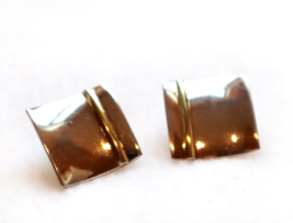 Vintage Sterling Silver Modernist Earrings NF Curved Square Gold Washed ... - £23.66 GBP