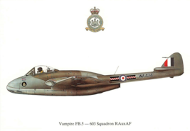 SQUADRON PRINTS POSTCARDSVAMPIRE  RAF UX AF MILITARY AIRCRAFT BOMBER AIR... - £3.90 GBP
