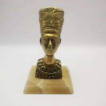 Egypt 70s Vintage Statue "Nifertiti" Bronze and Marble Paper Press 687g - $120.00