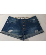 Button Fly Jeans Shorts Womens Tag 29 Mid Rise Forever 21 Distressed Den... - £8.56 GBP