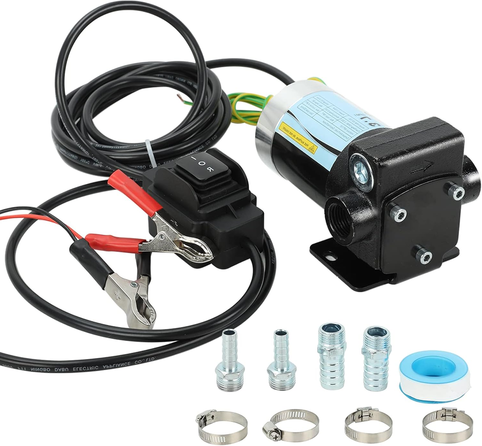 Gasoline Oil Fuel Transfer Pump with Connection Cables, Upgraded Reversi... - $152.86