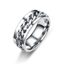 Ins Fashion Women Rotatable Chain Link Men&#39;s Spinner Ring Stainless Steel Men&#39;s  - £9.19 GBP