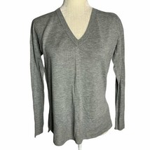 Lightweight V Neck Long Sleeve Sweater S Grey Knit  - £18.29 GBP