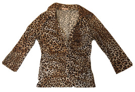 Sele Women&#39;s Junior&#39;s Animal Print Button Down 3/4 Sleeve Shirt Sz SMALL... - $8.00