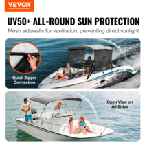 VEVOR 3 Bow Bimini Top Boat Cover - Detachable Mesh Sidewalls, Light Grey - £112.31 GBP