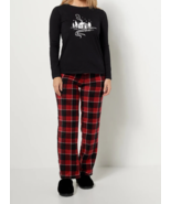 Cuddl Duds Jersey &amp; Microfleece Women&#39;s Pajama Set- Black/Red Plaid, 1X ... - £28.31 GBP