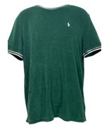 Polo Ralph Lauren Mens Terry Cloth T-Shirt Size L Forest Green White Str... - £15.77 GBP