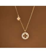 14ct Solid Gold Crystal Clover Cross Necklace - 14k Au585, gift, small, ... - £149.27 GBP