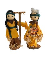 Rustic Corn Husk Farmer Dolls with Wooden Base – 7x2 – Made in China – H... - $17.00