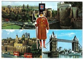 England UK Postcard London Beefeater Tower of London Tower Bridge - £3.11 GBP