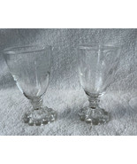 2 Boopie Anchor Hocking Etched Grapes Clear Juice Glasses Beaded Foot 4 ... - £11.18 GBP