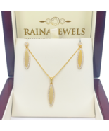 22ct Yellow Gold Leaf Shape Drop Earrings, Pendant &amp; Chain 16&quot;inches - $1,064.43