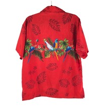 Creations Mens Hawaiian Aloha Shirt Parrots Birds Palm Print Red M - £7.70 GBP