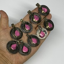 96g, 9pcs, Turkmen Coins Jeweled Synthetic Pink Tribal @Afghanistan, B14534 - £7.35 GBP