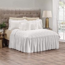 Paloma White Solid Color Luxury Satin Bedspread Set And Curtains 7 Pcs King Size - £135.35 GBP
