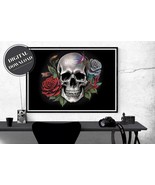 PRINTABLE wall art, Skull with Roses Print, Landscape | Digital Download - £2.74 GBP