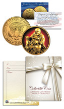 LAUGHING BUDDHA Budai JFK Half Dollar 24K Gold Plated LUCKY COIN Happy H... - $12.95