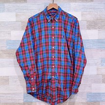 Ralph Lauren Blake Long Sleeve Shirt Blue Red Plaid Casual Cotton Mens Medium - £23.29 GBP