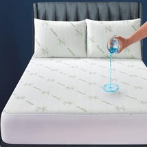 Waterproof Cooling Bamboo Mattress Protector Cover Plush Extra Deep Pocket Fitte - £29.19 GBP+