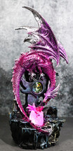 Pink Metallic Dragon Guarding Hatchling Drake Emerging From Acrylic LED Egg - £36.18 GBP